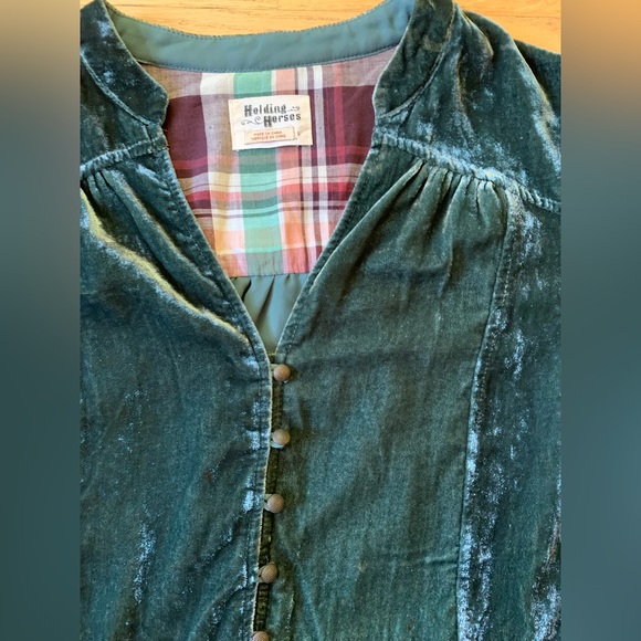 Anthropologist - Holding Horses Velvet Long Sleeve Dress in Green - Picture 5 of 8